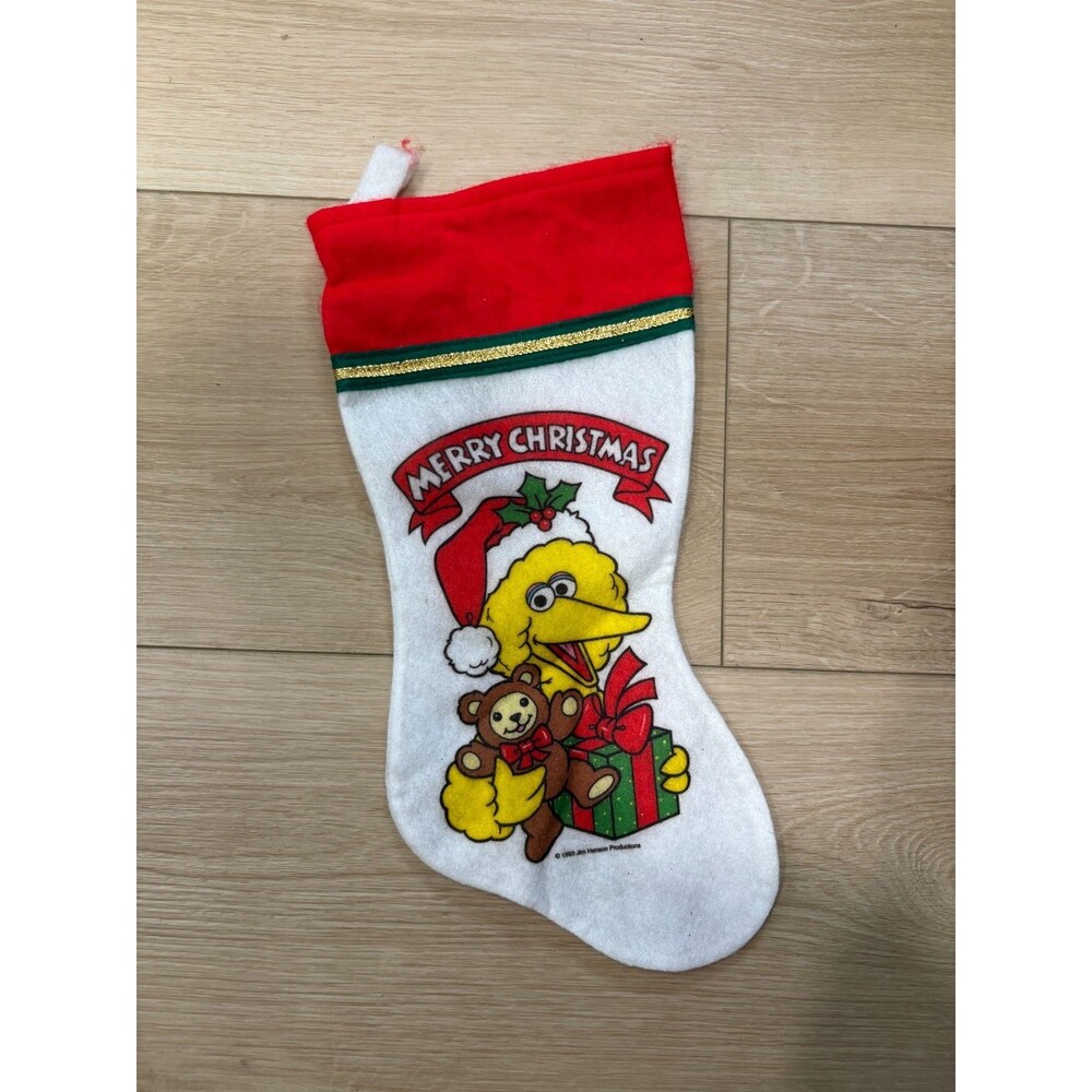 Vintage Sesame Street Big Bird Christmas Stocking Jim Henson Felt 16"